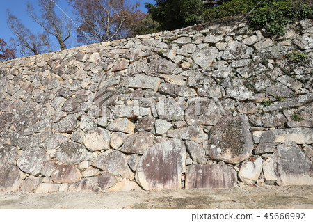 Binaka Matsuyama Castle的石垣（現有的Tenshu日本Hyakumei城堡高橋市，岡山縣） 45666992