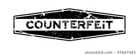 Grunge black counterfeit word rubber stamp 45667483