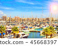Yachts, boats pier in port resort Torrevieja Spain 45668397