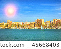 Yachts, boats pier in port resort Torrevieja Spain 45668403