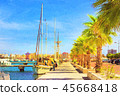 Yachts, boats pier in port resort Torrevieja Spain 45668418
