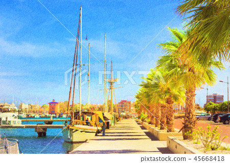 Yachts, boats pier in port resort Torrevieja Spain Yachts, boats pier in port resort Torrevieja Spain 45668418