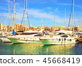 Yachts, boats pier in port resort Torrevieja Spain 45668419