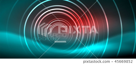 Neon glowing techno lines, hi-tech futuristic abstract background template with square shapes 45669852