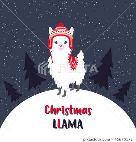 cute christmas llama 45670172