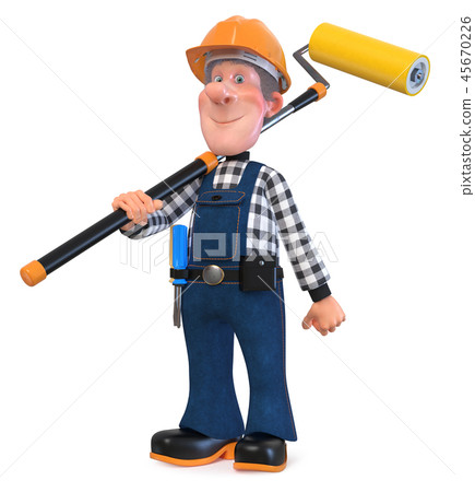 3d illustration Builder worker in overalls 3d illustration Builder worker in overalls 45670226