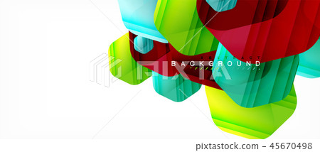 Glossy color hexagons modern composition background, shiny glass design 45670498