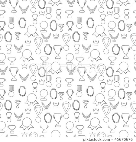 Seamless pattern with trophy and awards.  Seamless pattern with trophy and awards.  45670676