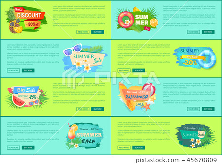 Summer Sale Bargains Posters Vector Illustration Summer Sale Bargains Posters Vector Illustration 45670809