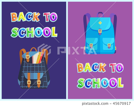 Back to School Bags Set Poster Vector Illustration 45670917