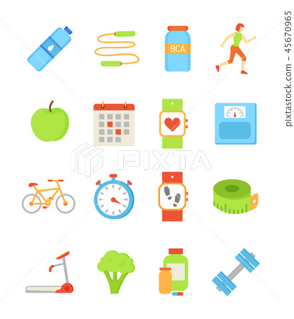 Bottle with Water Jumping Rope Vector Illustration 45670965