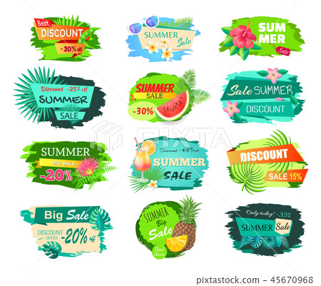 Summer Big Sale Banners Set Vector Illustration Summer Big Sale Banners Set Vector Illustration 45670968
