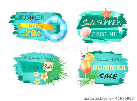 Summer Big Sale Banners Set Vector Illustration Summer Big Sale Banners Set Vector Illustration 45670998