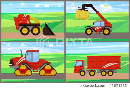 Loader and Grain Truck Set Vector Illustration Loader and Grain Truck Set Vector Illustration 45671285