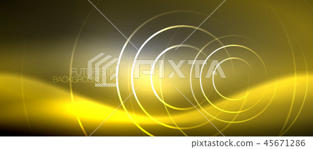 Neon circles abstract background, shiny lines 45671286