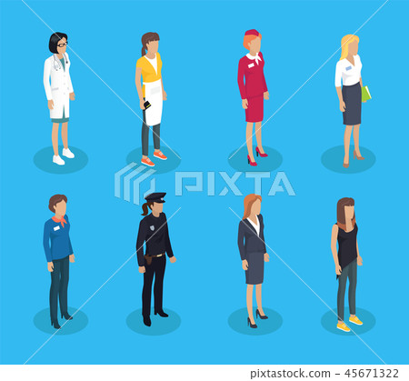 Doctor and Policewoman Set Vector Illustration Doctor and Policewoman Set Vector Illustration 45671322