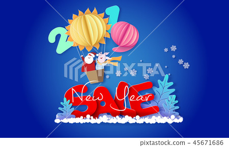 New Year advertising design card with Santa Claus New Year advertising design card with Santa Claus 45671686