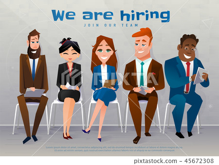 Human resources interview recruitment job concept. We are hiring text 45672308