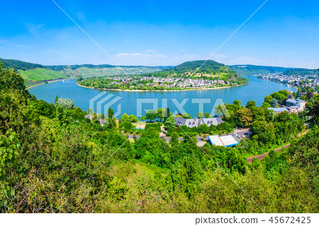 Boppard town aerial view, Germany 45672425