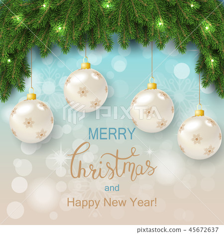 White card with Christmas wreath. Vector illustration. 45672637
