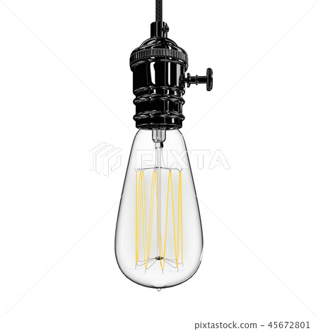 Realistic vintage glowing light bulb. 3D render Realistic vintage glowing light bulb. 3D render 45672801