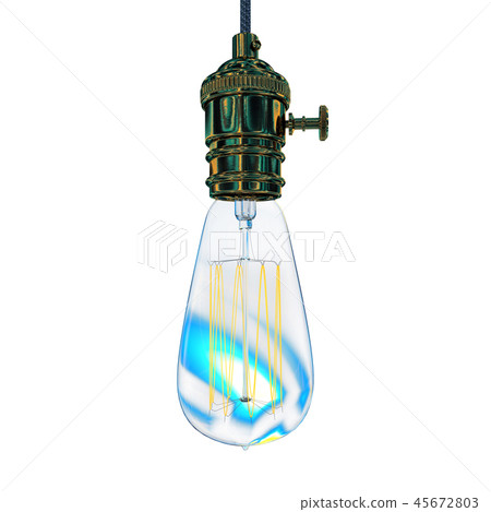Realistic vintage glowing light bulb. 3D render Realistic vintage glowing light bulb. 3D render 45672803