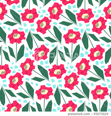 Bright pattern with cute red flowers Bright pattern with cute red flowers 45673024