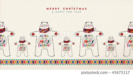 Christmas and New Year polar bear greeting card Christmas and New Year polar bear greeting card 45673117