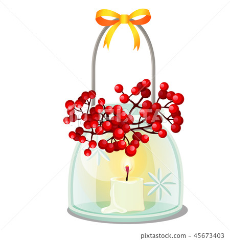 Decorative element on theme of Christmas and New year isolated on white background. Glass 45673403