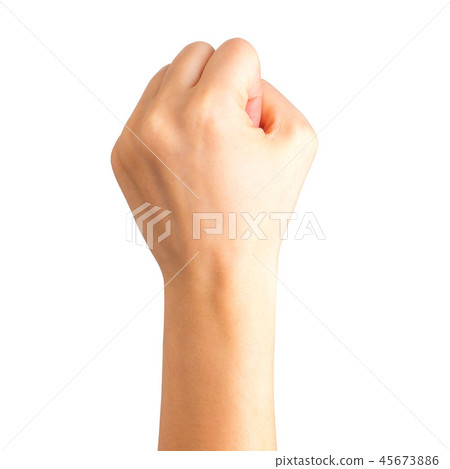 Woman clenched fist. Concept of unity, fight or cooperation 45673886