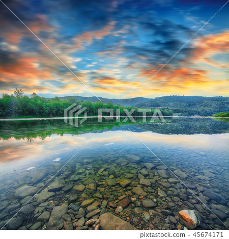 Mountain river stream of water in the rocks Mountain river stream of water in the rocks 45674171