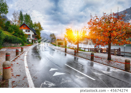 houses in Brauhof village on the lake Grundlsee. 45674274