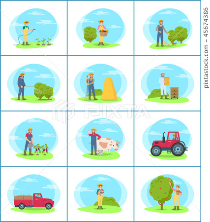 Sowing Woman on Plantation Vector Illustration Sowing Woman on Plantation Vector Illustration 45674386