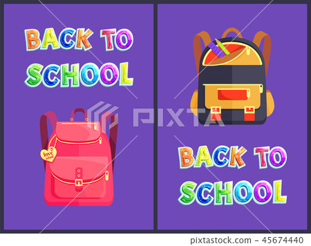 Back to School Backpack Poster Vector Illustration 45674440