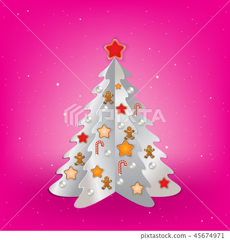 Christmas greeting with tree and decorations 45674971