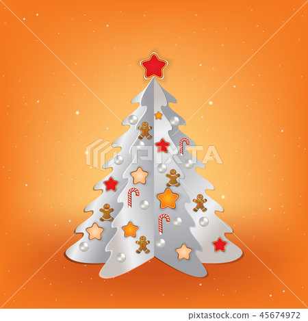 Christmas greeting with tree and decorations Christmas greeting with tree and decorations 45674972