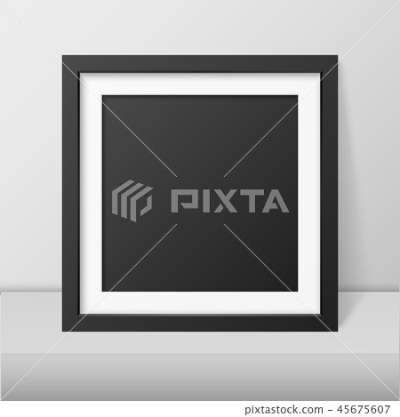 Vector 3d Realistic Modern Interior Black Blank Vertical Square Wooden Poster Picture Frame on Table Vector 3d Realistic Modern Interior Black Blank Vertical Square Wooden Poster Picture Frame on Table 45675607