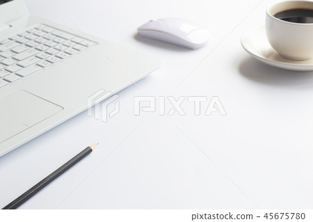 White desk office with laptop, smartphone and othe White desk office with laptop, smartphone and othe 45675780