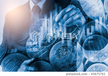 Double exposure businessman and stock market Double exposure businessman and stock market 45675781