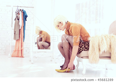 Pretty blond queer male dressing bright cloths Pretty blond queer male dressing bright cloths 45681289
