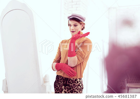 Interesting bright transgender weirdly posing at home 45681387