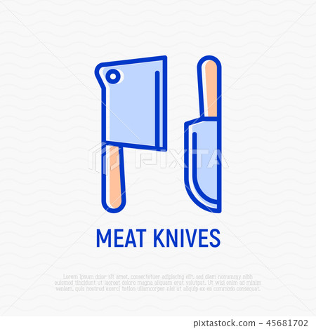 Meat knives thin line icon Meat knives thin line icon 45681702