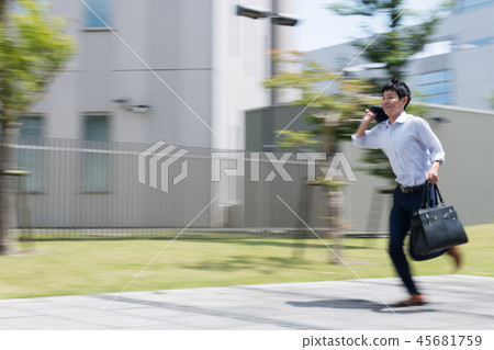 Running businessman Young Japanese men 45681759
