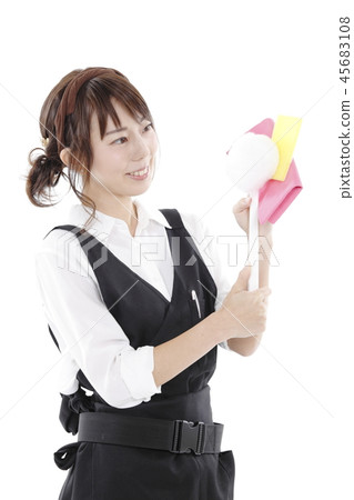 一個女人用清潔工具 45683108