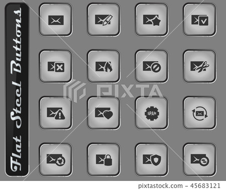 Mail and envelope icons set 45683121