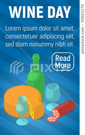 Wine Day Concept Banner Isometric Style Stock Illustration