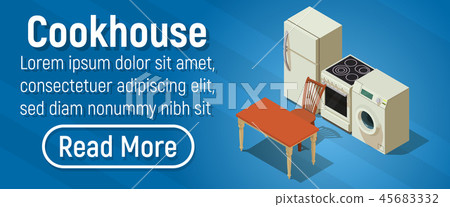 Cookhouse concept banner, isometric style Cookhouse concept banner, isometric style 45683332