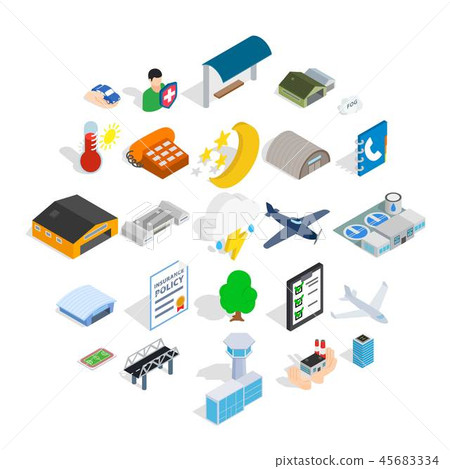 Military aviation icons set, isometric style Military aviation icons set, isometric style 45683334