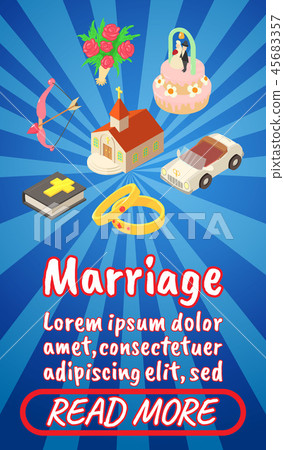 Marriage concept banner, comics isometric style Marriage concept banner, comics isometric style 45683357