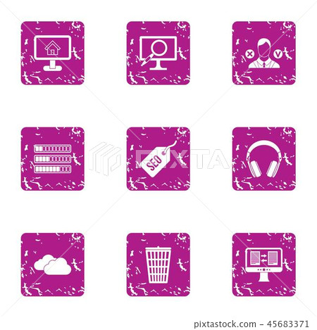 Market research icons set, grunge style Market research icons set, grunge style 45683371
